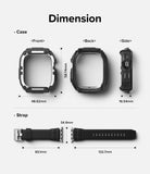 Apple Watch Ultra 3 / 2 / 1 Case + Band | Fusion-X Guard - Apple Watch Ultra Fusion-X Guard - Technical diagram showing dimensions for the watch case and strap components.