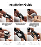 Apple Watch Ultra 3 / 2 / 1 Case + Band | Fusion-X Guard - Apple Watch Ultra Fusion-X Guard - Six-step visual guide showing how to install the protective case and wire guard.