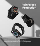 Apple Watch Ultra 3 / 2 / 1 Case + Band | Fusion-X Guard - Three rugged black protective cases floating above a pedestal.