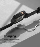 Apple Watch Ultra 3 / 2 / 1 Case + Band | Fusion-X Guard - Apple Watch Ultra in a black protective case charging wirelessly.