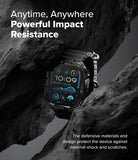 Apple Watch Ultra 3 / 2 / 1 Case | Fusion Bumper - A black Apple Watch Ultra in a clear protective bumper nestled in rock.