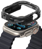 Apple Watch Ultra 3 / 2 / 1 Case | Fusion Bumper - A transparent black protective bumper hovering above an Apple Watch.