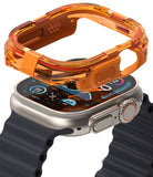 Apple Watch Ultra 3 / 2 / 1 Case | Fusion Bumper - Translucent orange protective bumper hovering above an Apple Watch.