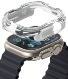 Apple Watch Ultra 3 / 2 / 1 Case | Fusion Bumper - Clear protective bumper case hovering above an Apple Watch Ultra.
