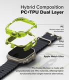 Apple Watch Ultra 3 / 2 / 1 Case | Fusion Bumper - Exploded view of a neon green dual-layer bumper case for Apple Watch.