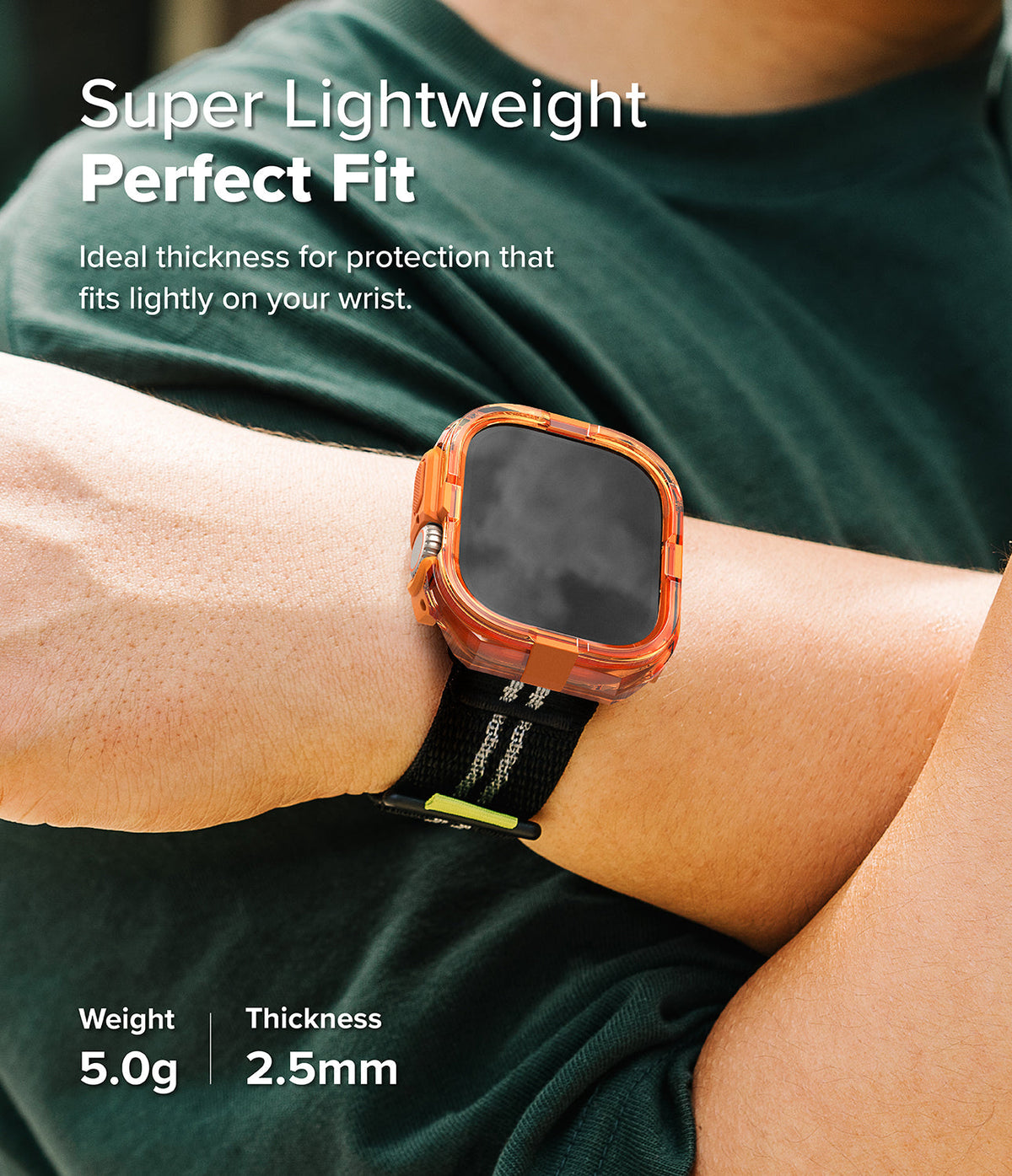 Apple Watch Ultra 3 / 2 / 1 Case | Fusion Bumper - Orange translucent protective bumper case on an Apple Watch Ultra.
