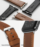 Apple Watch 42·41·40·38 mm | Leather One Classic Band - Brown and black leather watch bands with metal hardware.