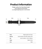 Apple Watch 49·46·45·44·42 mm | Leather One Classic Band - Apple Watch Leather One Classic Band - Technical diagram showing dimensions and material specs for a black leather strap.