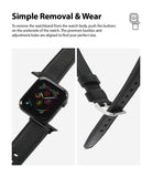 Apple Watch 49·46·45·44·42 mm | Leather One Classic Band - Black leather watch band attached to an Apple Watch and buckle.