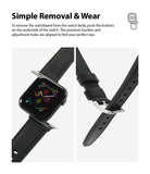 Apple Watch 42·41·40·38 mm | Leather One Classic Band - Black leather watch band attached to an Apple Watch and buckle.