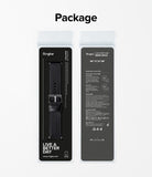 Apple Watch 49·46·45·44·42mm | Leather One Basic Bold - Front and back view of a black leather watch band in packaging.