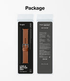 Apple Watch 49·46·45·44·42mm | Leather One Basic Bold - Front and back of brown leather watch band in retail packaging.