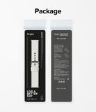Apple Watch 49·46·45·44·42mm | Leather One Basic Bold - Front and back view of white leather watch band in packaging.