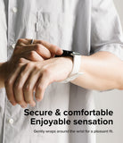 Apple Watch 49·46·45·44·42mm | Leather One Basic Bold - Person wearing a white leather watch band on an Apple Watch.