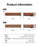 Apple Watch 49·46·45·44·42mm | Leather One Basic - Technical diagram showing dimensions and features of a brown leather watch strap.