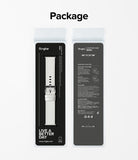 Apple Watch 49·46·45·44·42mm | Leather One Basic - Front and back view of white leather watch band in packaging.