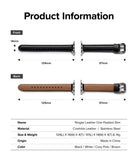 Apple Watch 42·41·40·38 mm | Leather One Padded Slim - Technical diagram showing dimensions of a black leather watch strap.