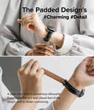 Apple Watch 42·41·40·38 mm | Leather One Padded Slim - Person wearing a black padded leather watch strap on their wrist.