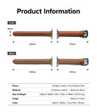 Apple Watch 42·41·40·38 mm | Leather One Padded Slim - Technical diagram showing dimensions and specs of a brown leather watch strap.