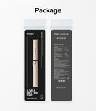 Apple Watch 42·41·40·38 mm | Leather One Padded Slim - Front and back view of a Ringke leather watch strap in packaging.