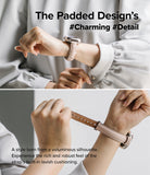 Apple Watch 42·41·40·38 mm | Leather One Padded Slim - A person wearing a slim, padded light pink leather watch strap.
