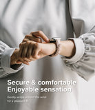 Apple Watch 42·41·40·38 mm | Leather One Padded Slim - Person wearing a slim pink leather watch band on their wrist.