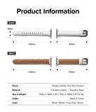 Apple Watch 42·41·40·38 mm | Leather One Padded Slim - Technical diagram of white leather watch strap dimensions.