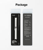 Apple Watch 42·41·40·38 mm | Leather One Padded Slim - Front and back view of white leather watch band in packaging.