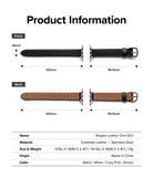 Apple Watch 42·41·40·38 mm | Leather One Slim Band - Technical diagram showing dimensions and material specs of the watch band.