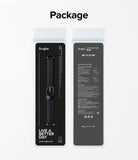 Apple Watch 42·41·40·38 mm | Leather One Slim Band - Front and back view of black leather watch band in retail packaging.