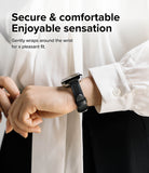 Apple Watch 42·41·40·38 mm | Leather One Slim Band - Person wearing a black slim leather watch band on their wrist.