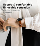 Apple Watch 42·41·40·38 mm | Leather One Slim Band - Person wearing a slim brown leather watch band on a silver Apple Watch.