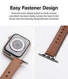 Apple Watch 42·41·40·38 mm | Leather One Slim Band - Two close-up views showing a brown leather watch band connector.