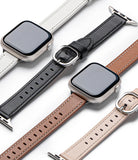 Apple Watch 42·41·40·38 mm | Leather One Slim Band - Four slim leather Apple Watch bands in white, black, brown, and beige.