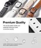 Apple Watch 42·41·40·38 mm | Leather One Slim Band - Apple Watch Leather One Slim Band - Four leather watch bands in black, white, beige, and brown with silver buckles.