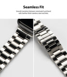 Apple Watch 49·46·45·44·42 mm | Metal One Band - Close-up of a brushed stainless steel watch band showing seamless end links.