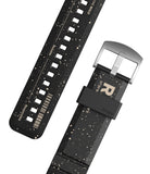 Watch Lug 20mm | Rubber One Bold Band - Design - Watch Lug 20mm | Rubber One Bold Band - Black watch strap with beige speckles, metal buckle, and printed text details.