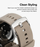 Apple Watch 49·46·45·44·42mm | Rubber One Bold Band - Close-up of a beige rubber watch band with a brushed steel buckle.