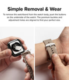 Apple Watch 49·46·45·44·42mm | Rubber One Bold Band - Hands demonstrating how to detach the watch band and buckle it.