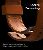 Apple Watch 49·46·45·44·42mm | Rubber One Bold Band - Close-up of an orange rubber watch band with secure fastening.