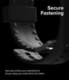 Apple Watch 49·46·45·44·42mm | Rubber One Bold Band - Close-up of a black rubber watch band showing secure fastening mechanism.