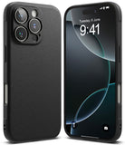 iPhone 16 Pro Max Case | Onyx - Matte black textured case shown from back and front with phone screen visible.