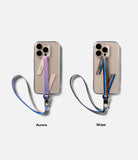 Band Buckle Circle Type Strap - Two phone cases with Aurora and Stripe patterned wrist straps featuring metal charms.
