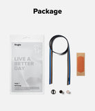 Band Buckle Circle Type Strap - Ringke eco-friendly packaging, striped fabric strap, adhesive patch, and three small metal charms.