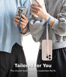 Band Buckle Circle Type Strap - Two people holding phones with colorful, adjustable wrist straps featuring a circular buckle.