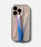 Band Strap - Clear phone case with a pink-to-blue gradient fabric strap attached, featuring the Ringke logo.