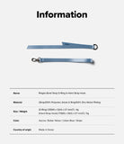 Band D Ring Hand Hook Strap - Two blue fabric straps, one with a D-ring and one with a metal hook, with product specifications.