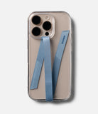 Band Strap - A clear phone case with a blue fabric strap attached, featuring the Ringke logo on the ribbon.