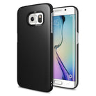 Galaxy S6 Edge [Slim] - Black slim-fit protective case on a silver Samsung Galaxy S6 Edge smartphone.
