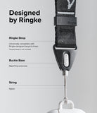 Strap Buckle Base | Light Gray [2 Pack] - Diagram showing Ringke strap, polycarbonate buckle base, and nylon string.